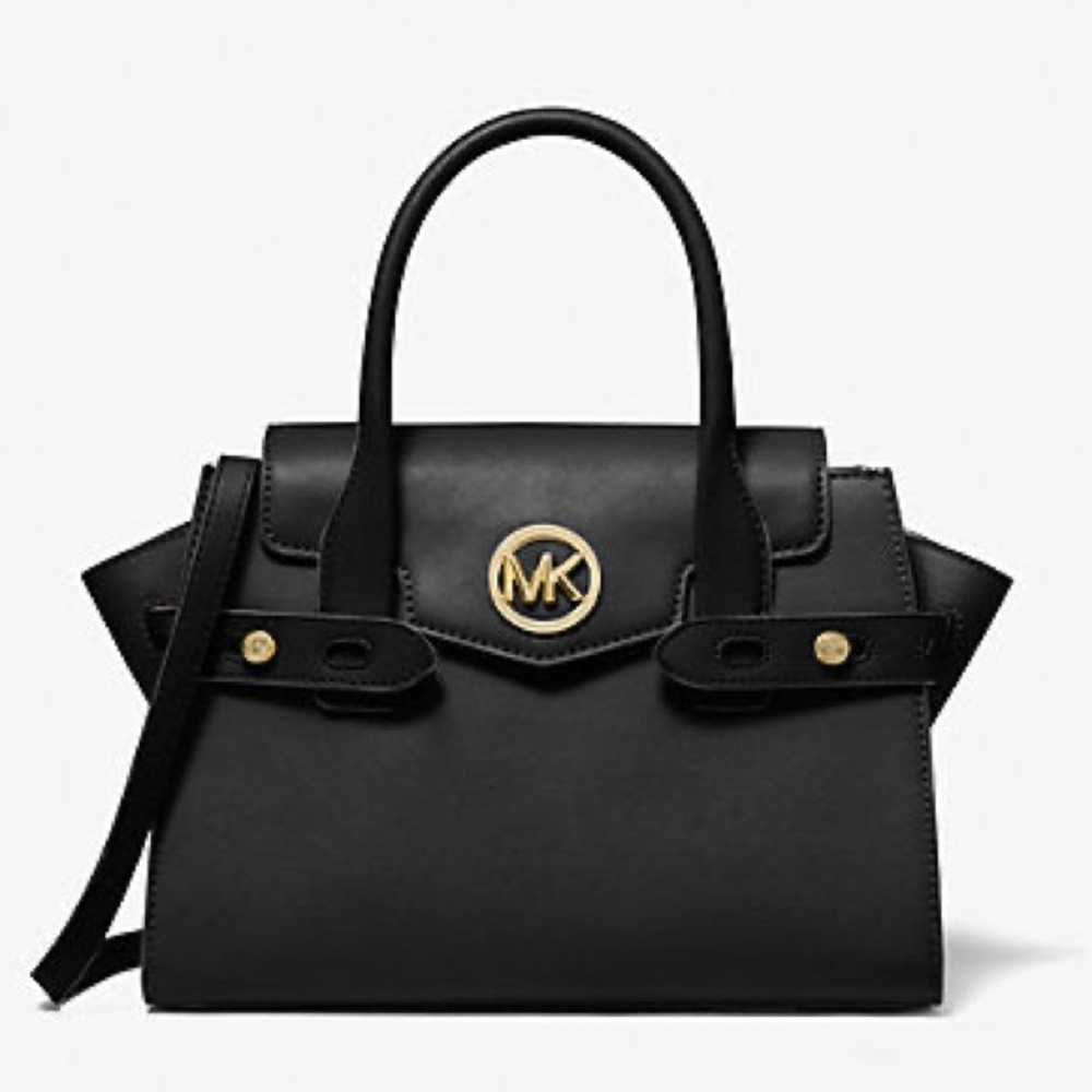 Michael Kors Carmen Medium Belted Black Satchel
